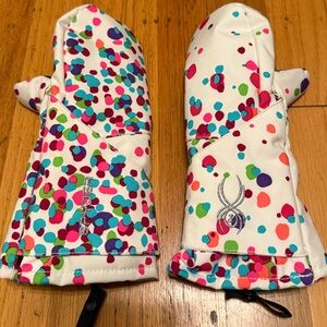 Spyder Girls White Confetti Print Bitsy Cubby Mittens